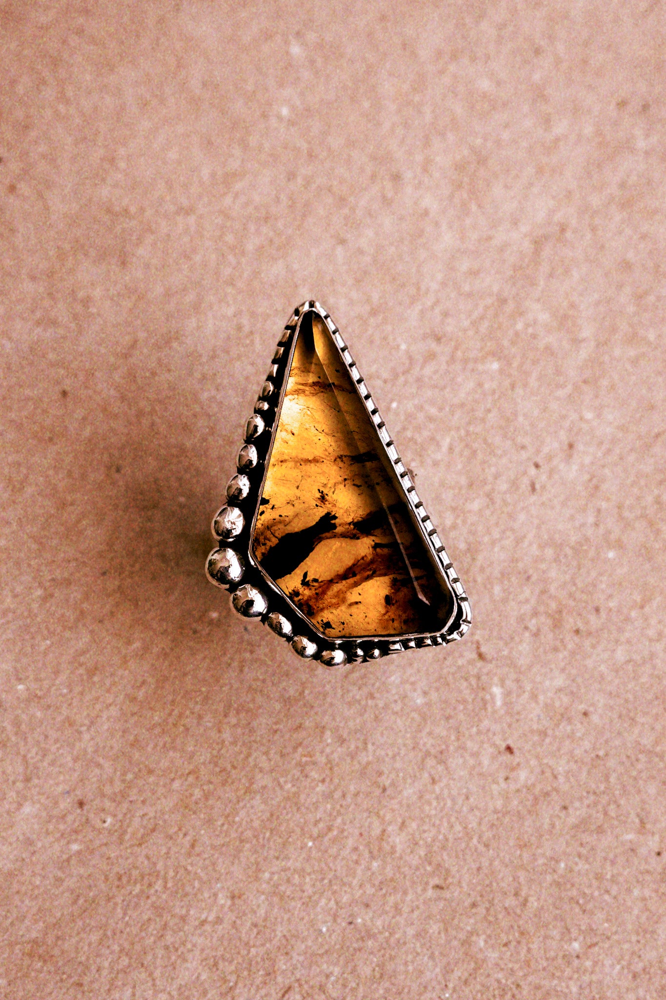 N211 - Silver Ring with Mexican Amber