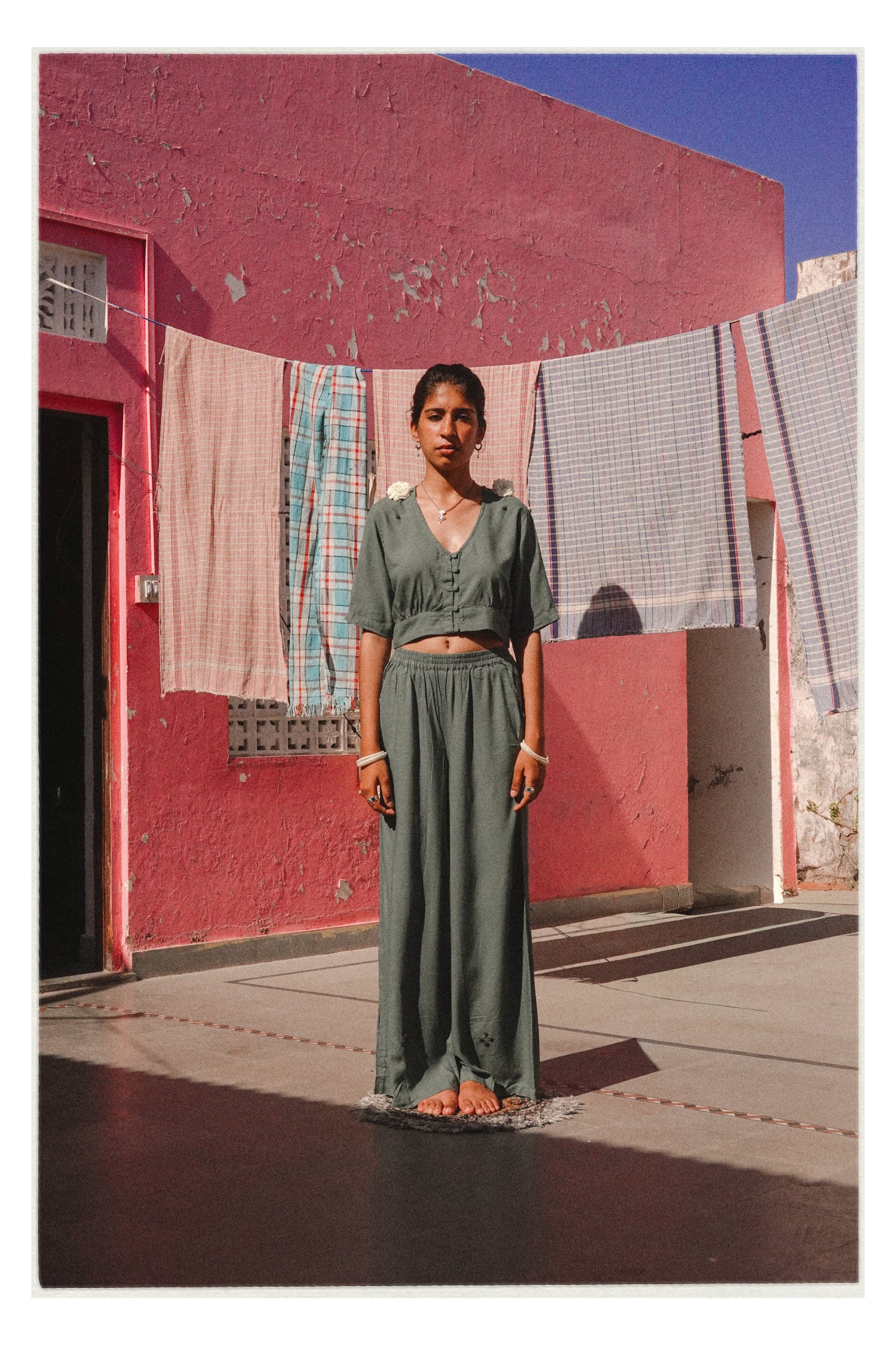 W6 – Choli & Palazzo Set | Rayon Crop Top and Wide-Leg Pants