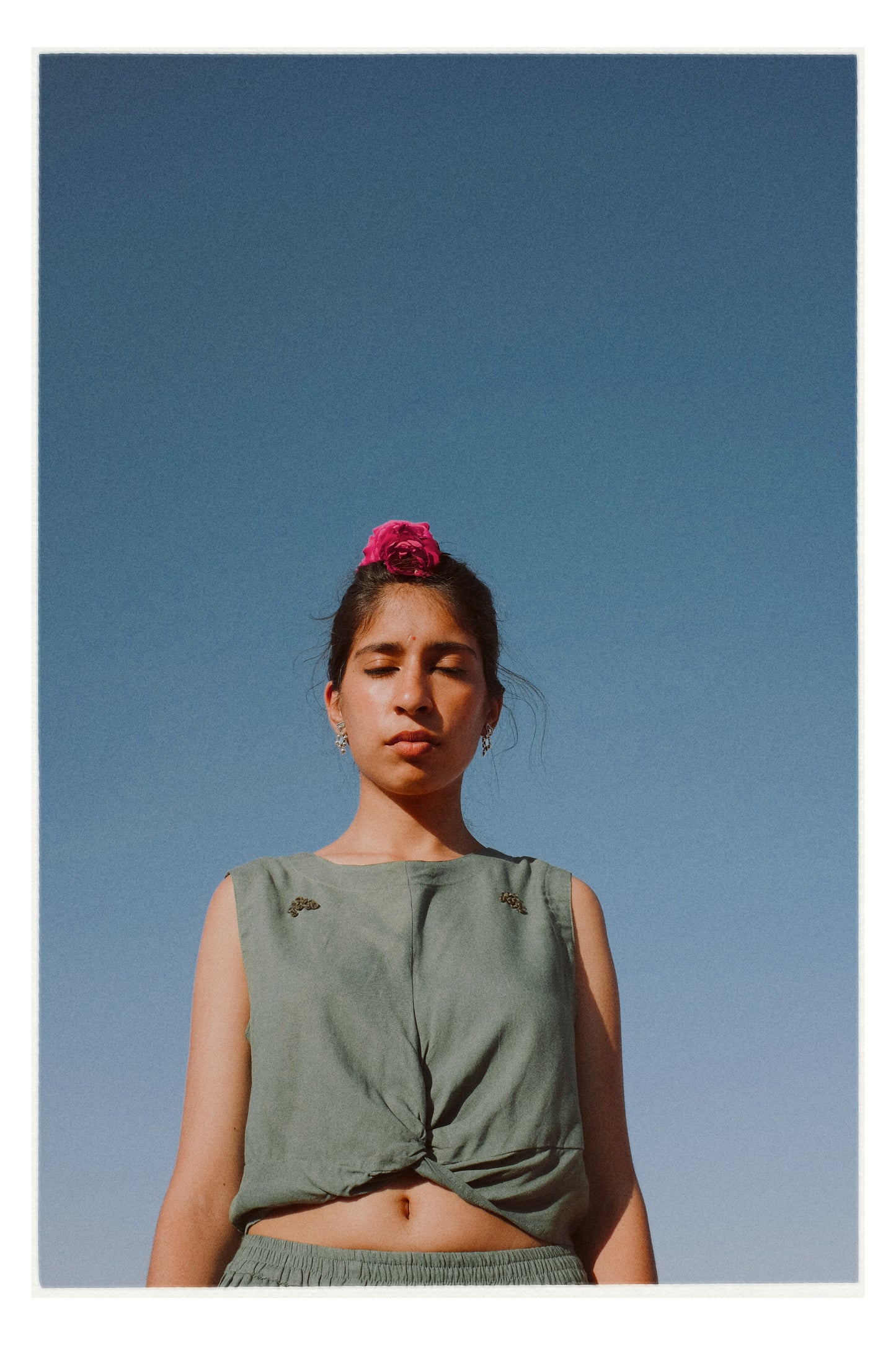 W2 – Knot Crop Top | Rayon Tie-Front Blouse with Hand Embroidery