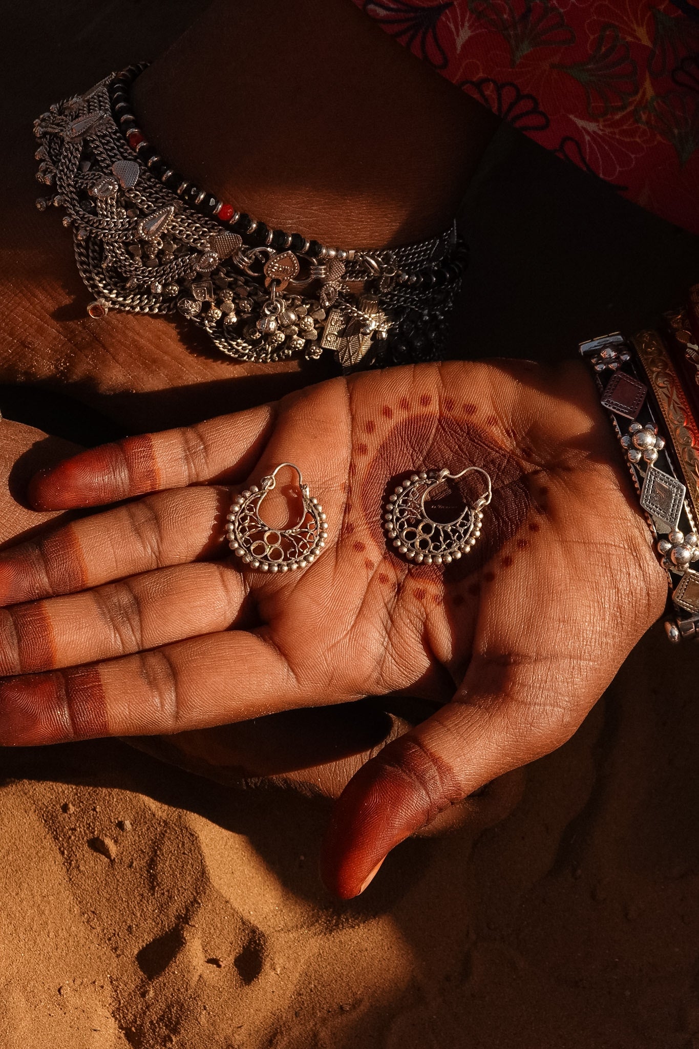 N207 - Antique Filigree Hoop Silver Earrings Museum Piece