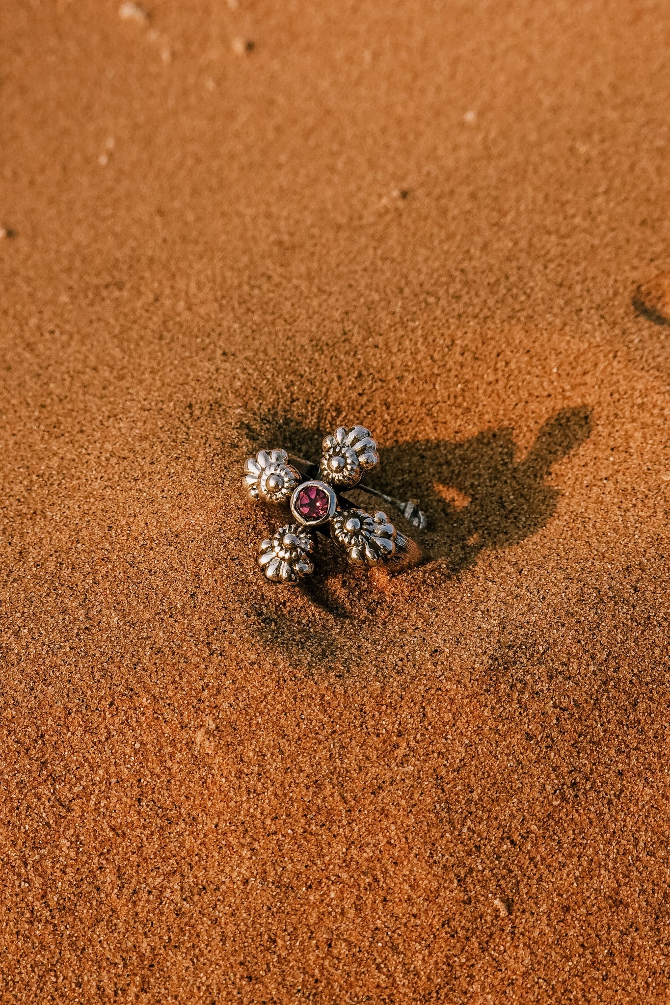 N181 - Phool Silver Ring Orange Garnet & Turmaline
