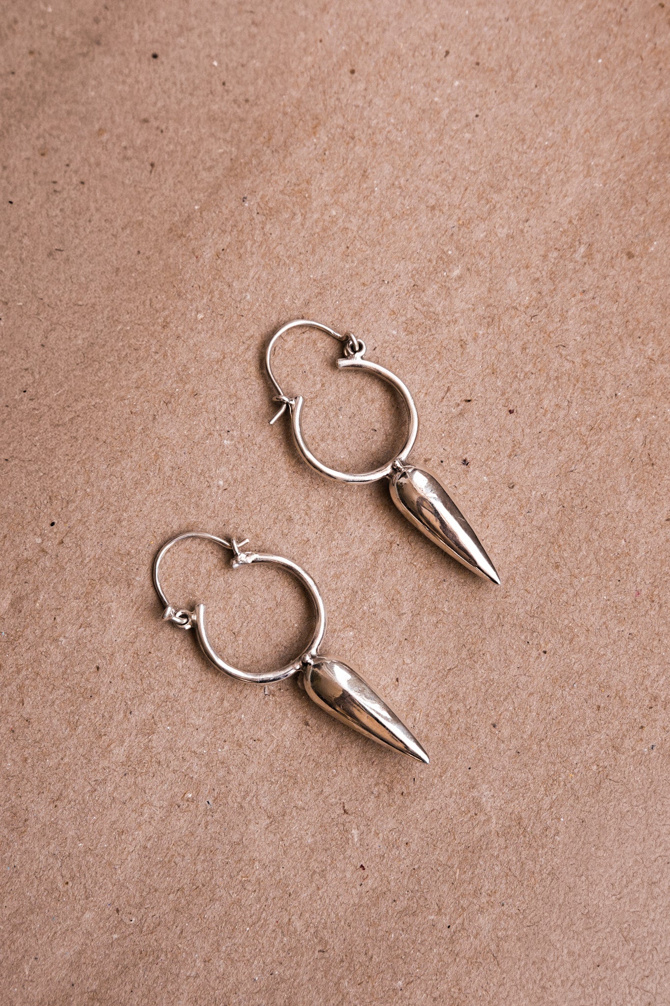 N204- Desert Thorn Silver Hoops