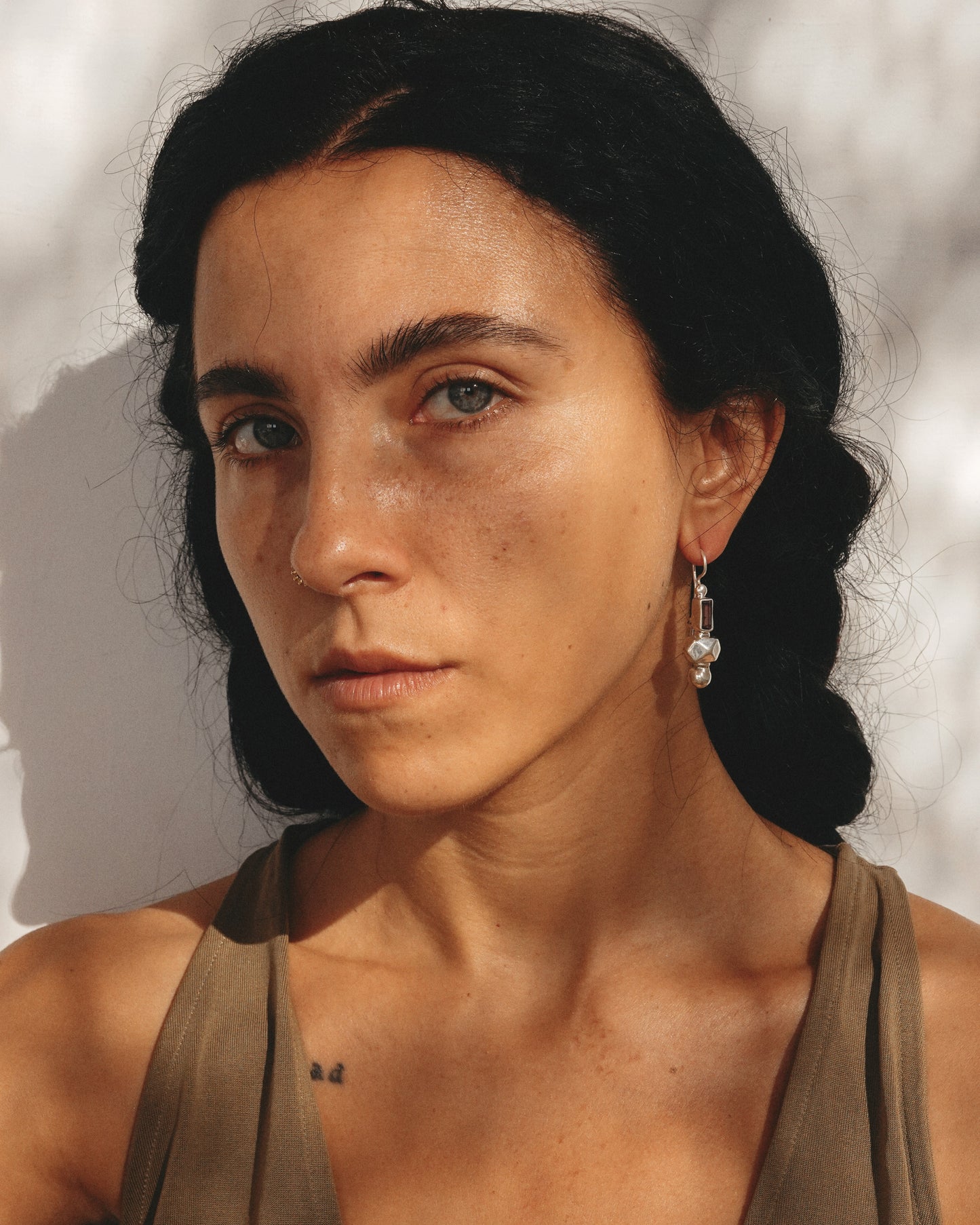 N143- Pink Turmaline Empty Dye-cutting Silver earrings