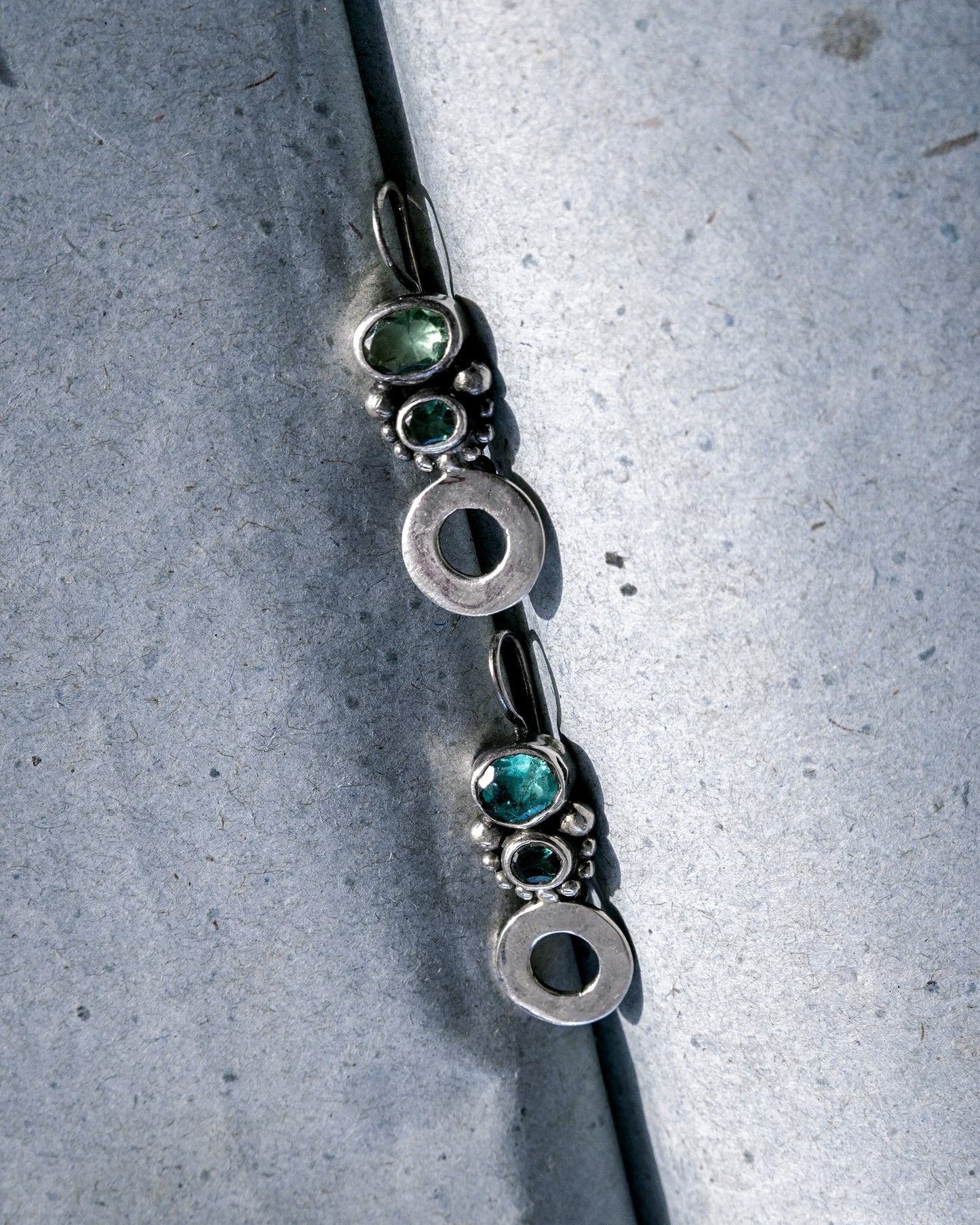 N141- Apatite & Turmaline Silver earrings (Small scratch on the stones)