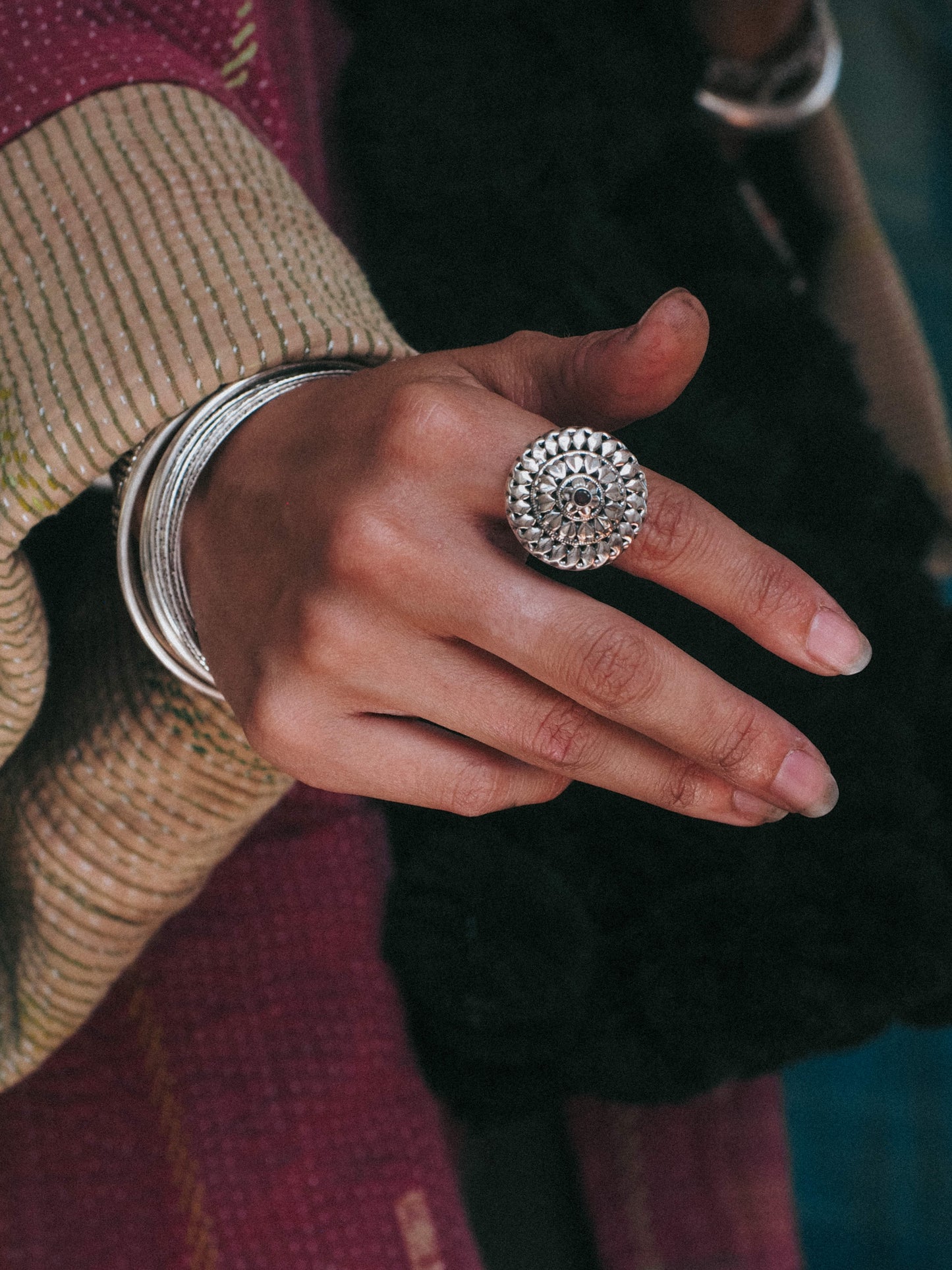 N06 - Adjustable Silver Ring with Turmaline