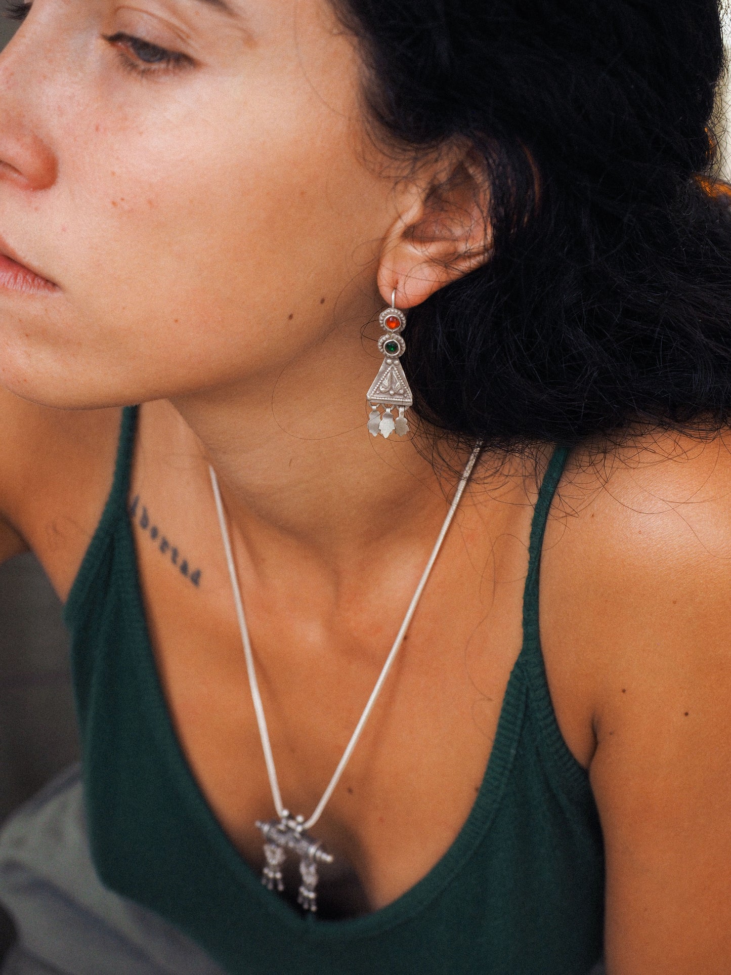 N61 – Handmade Silver Tribal Earrings From Northern india