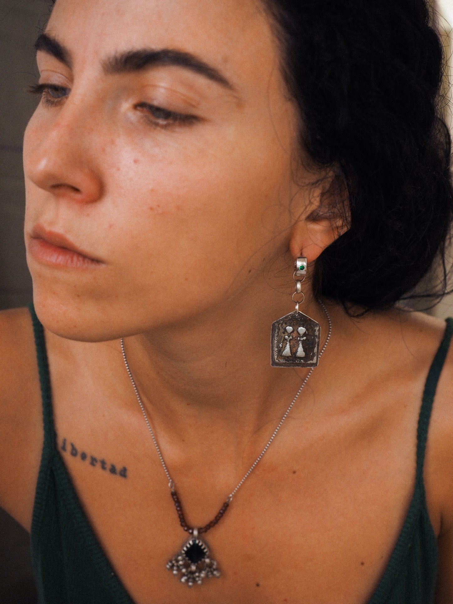 N62 – Handmade Silver Tribal Earrings From Northern india Banjara twin gods