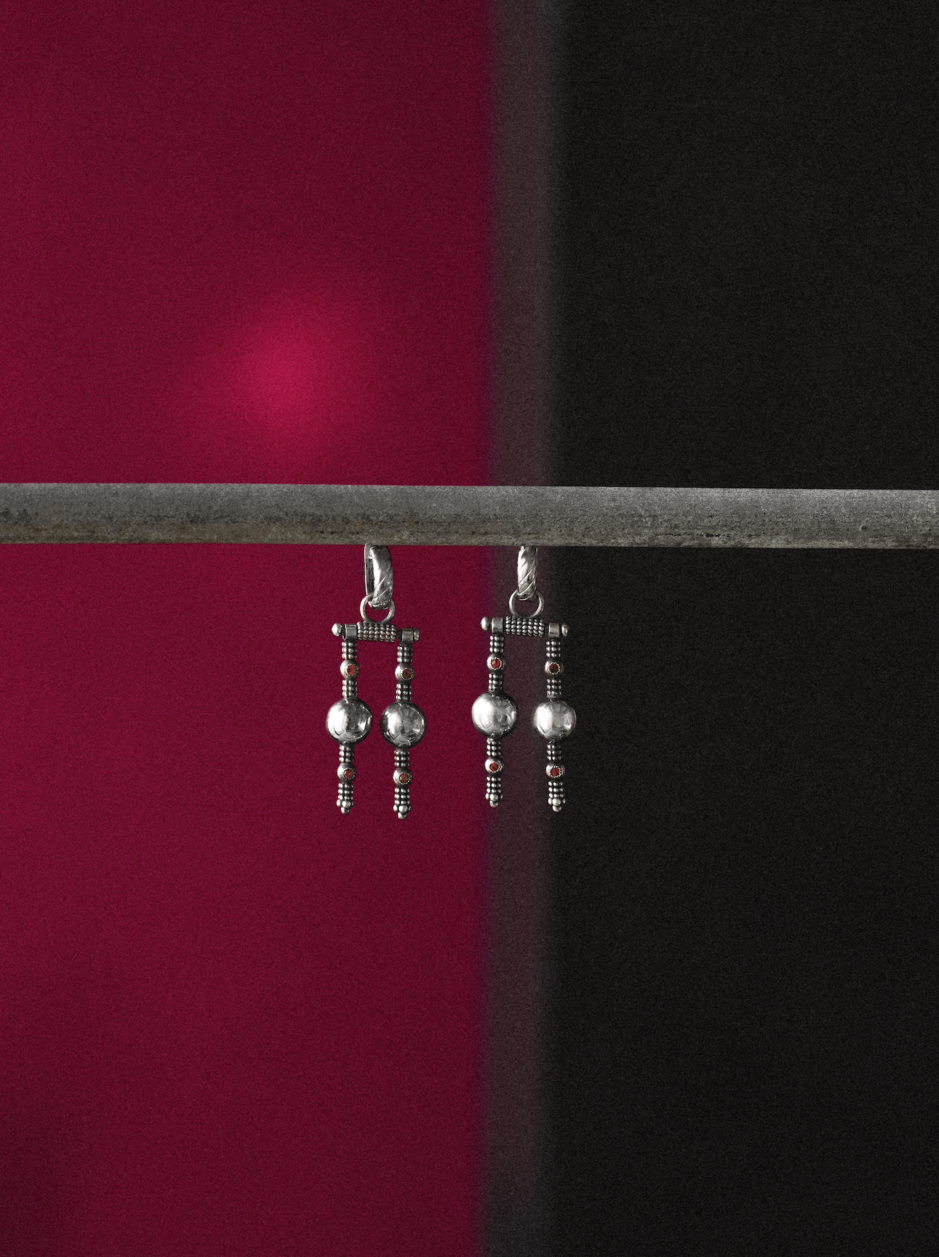 N29 - Mandiri Earrings with Red and Pink Garnet