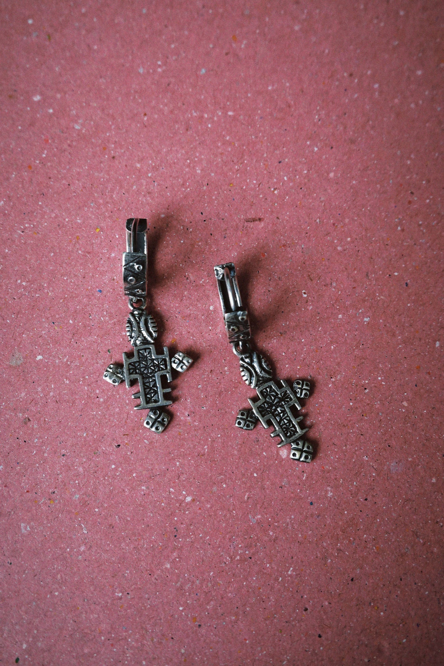 N239 – Ethiopian Cross Handmade 925 Silver Earrings