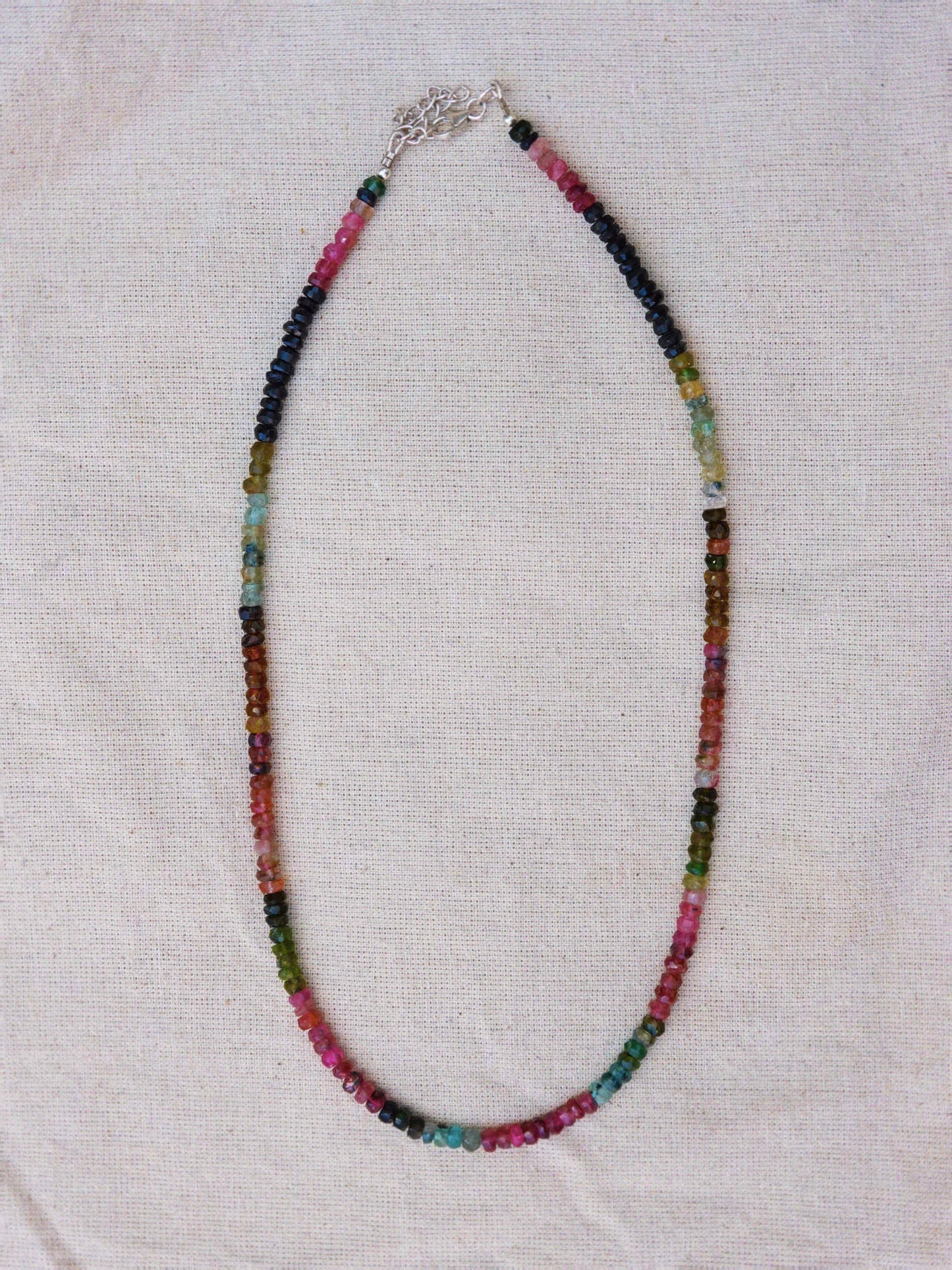 N252- Naturale Turmaline candy Necklace Silver 925