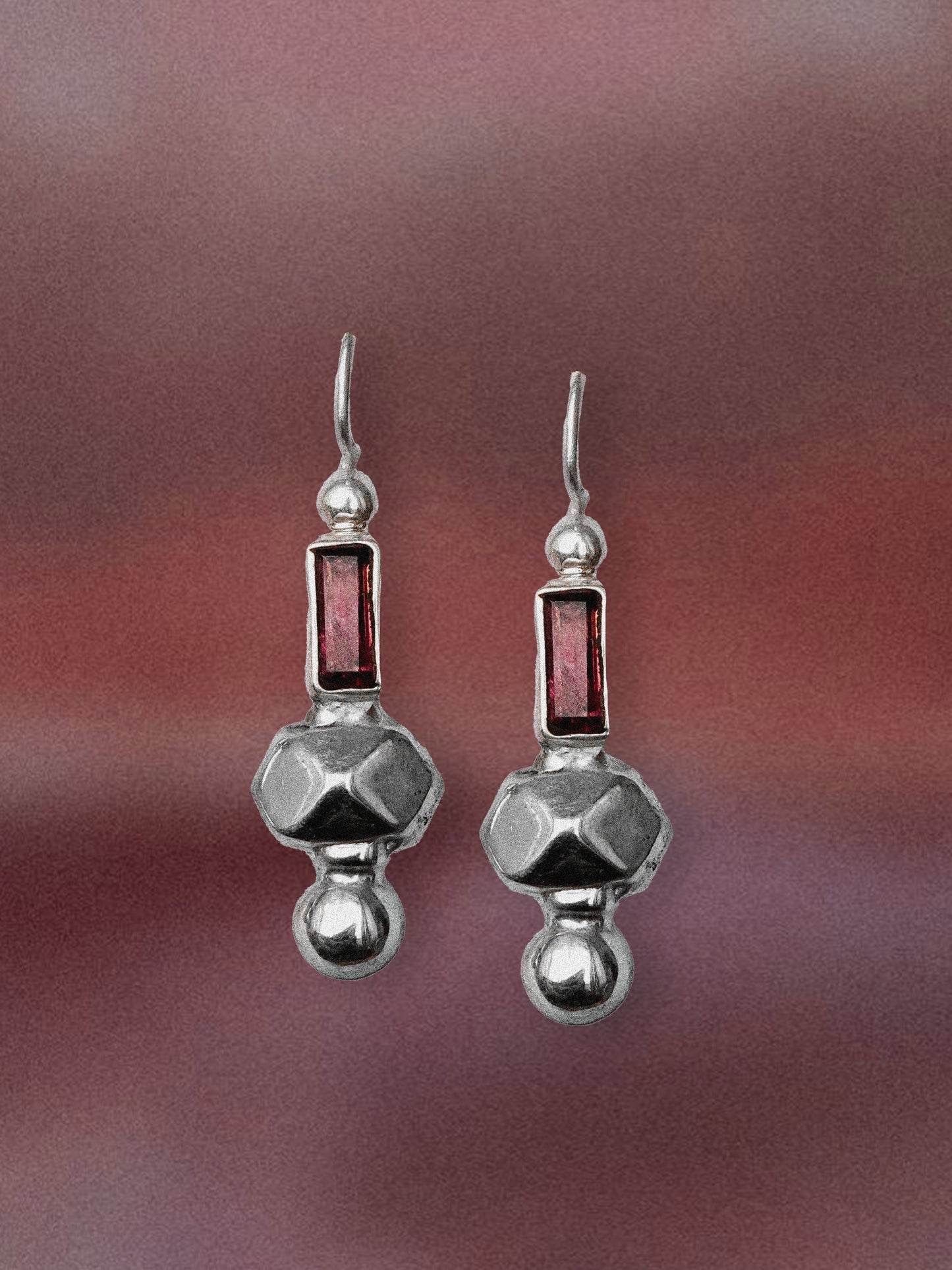 N143- Pink Turmaline Empty Dye-cutting  Silver earrings