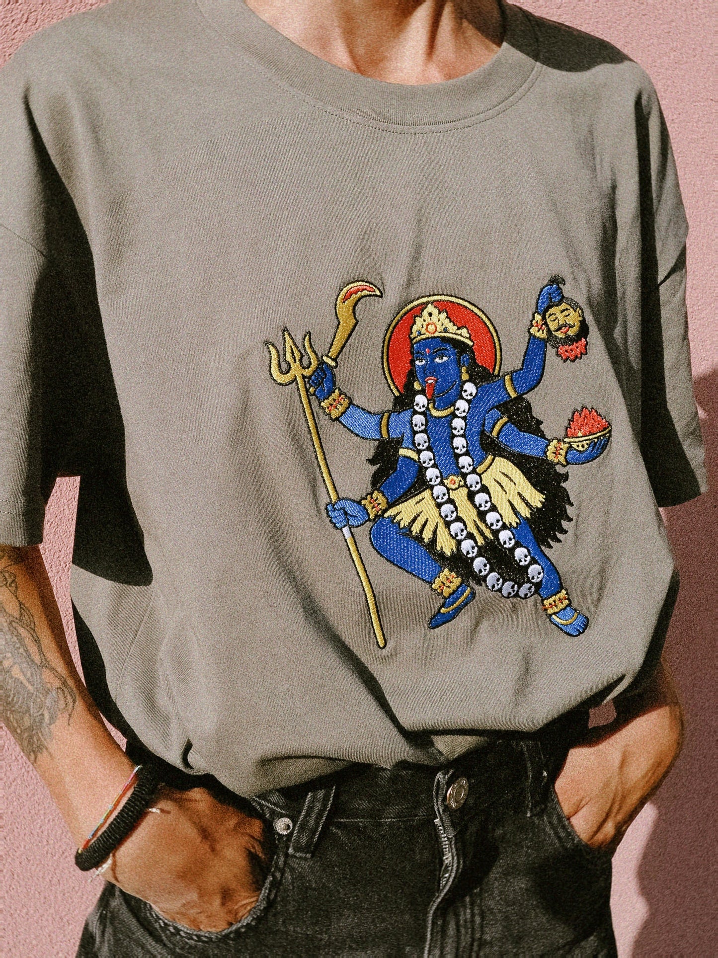 W8- KALI OVERSIZED EMBROIDERED MAN T-SHIRT · 240 GSM