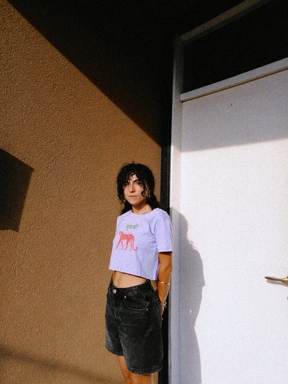 W15- GULABO LEOPARD PRINTED CROPPED T-SHIRT · 200 GSM