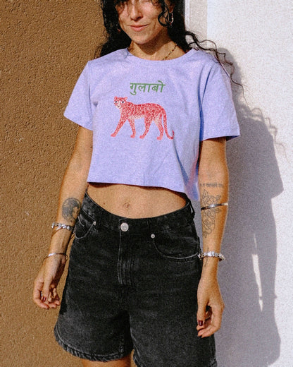 W15- GULABO LEOPARD PRINTED CROPPED T-SHIRT · 200 GSM