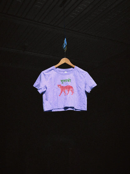 W15- GULABO LEOPARD PRINTED CROPPED T-SHIRT · 200 GSM
