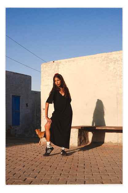 W5 – Soft Lycra Dress | V-Neck Long Dress with Hand Embroidery