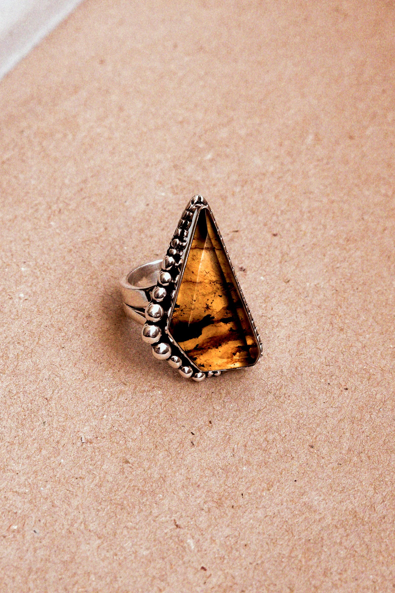 N211 - Silver Ring with Mexican Amber