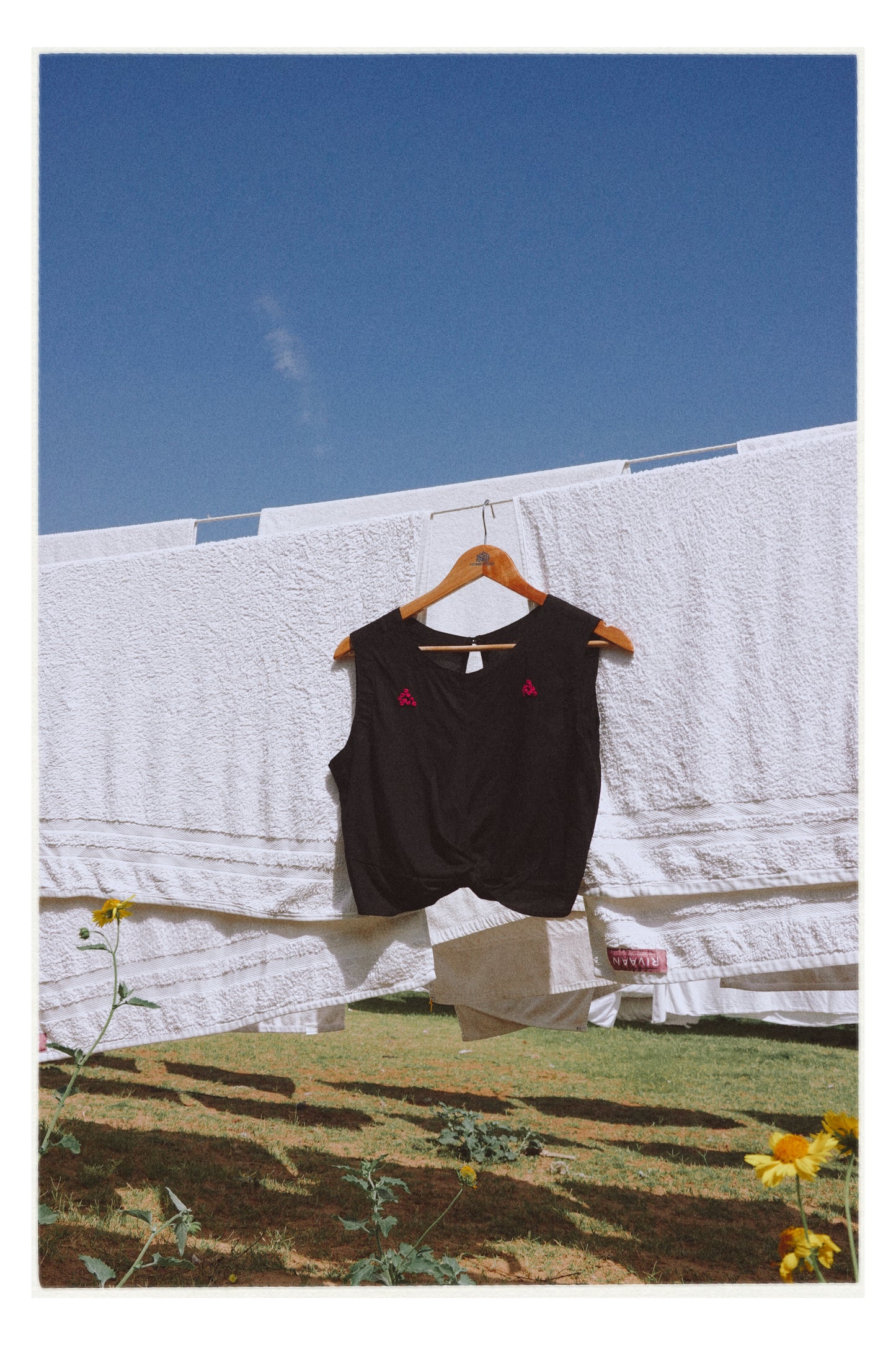 W2 – Knot Crop Top | Rayon Tie-Front Blouse with Hand Embroidery