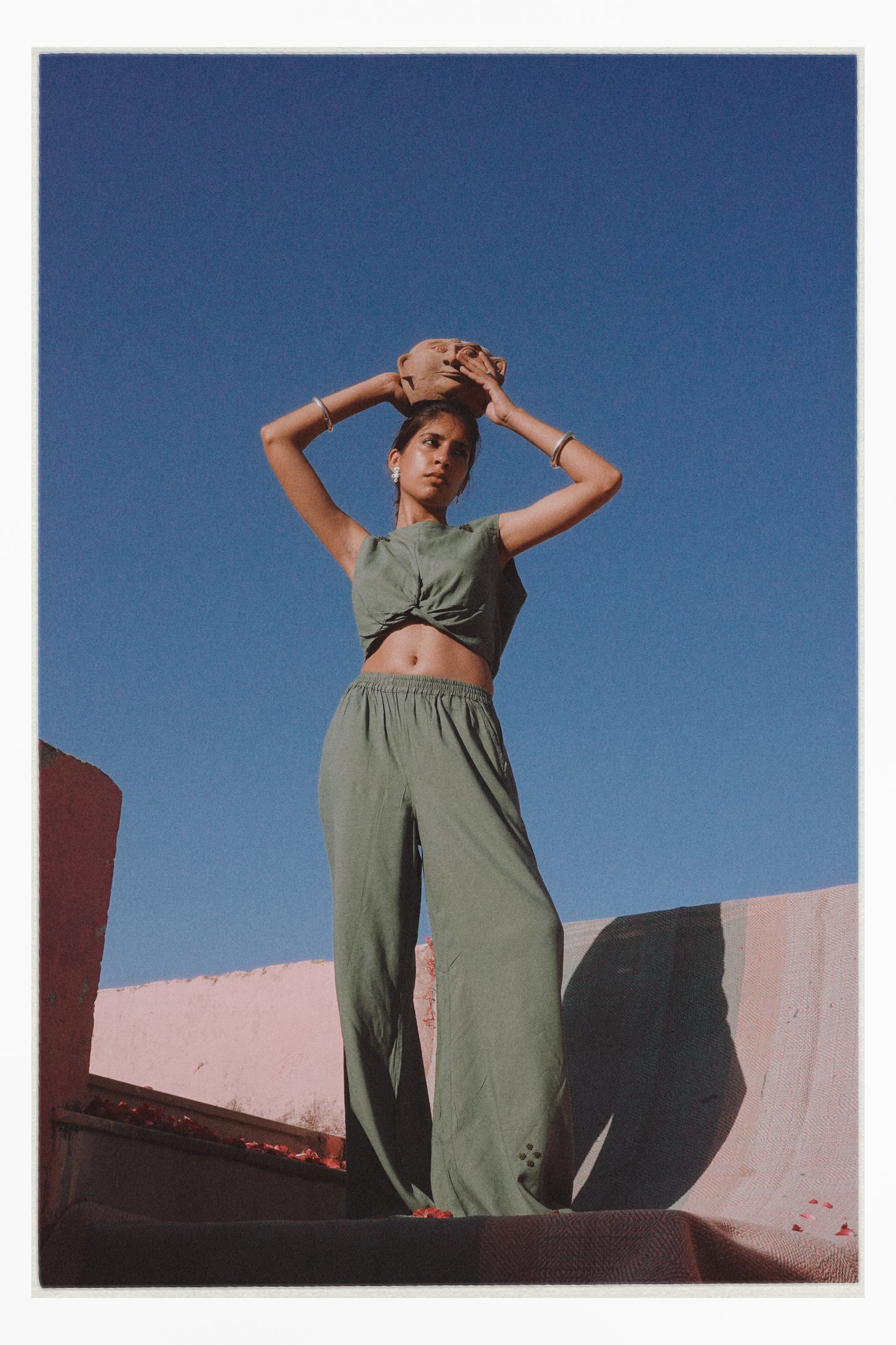 W4 – Palazzo Pants | Wide-Leg Rayon Trousers with Hand Embroidery