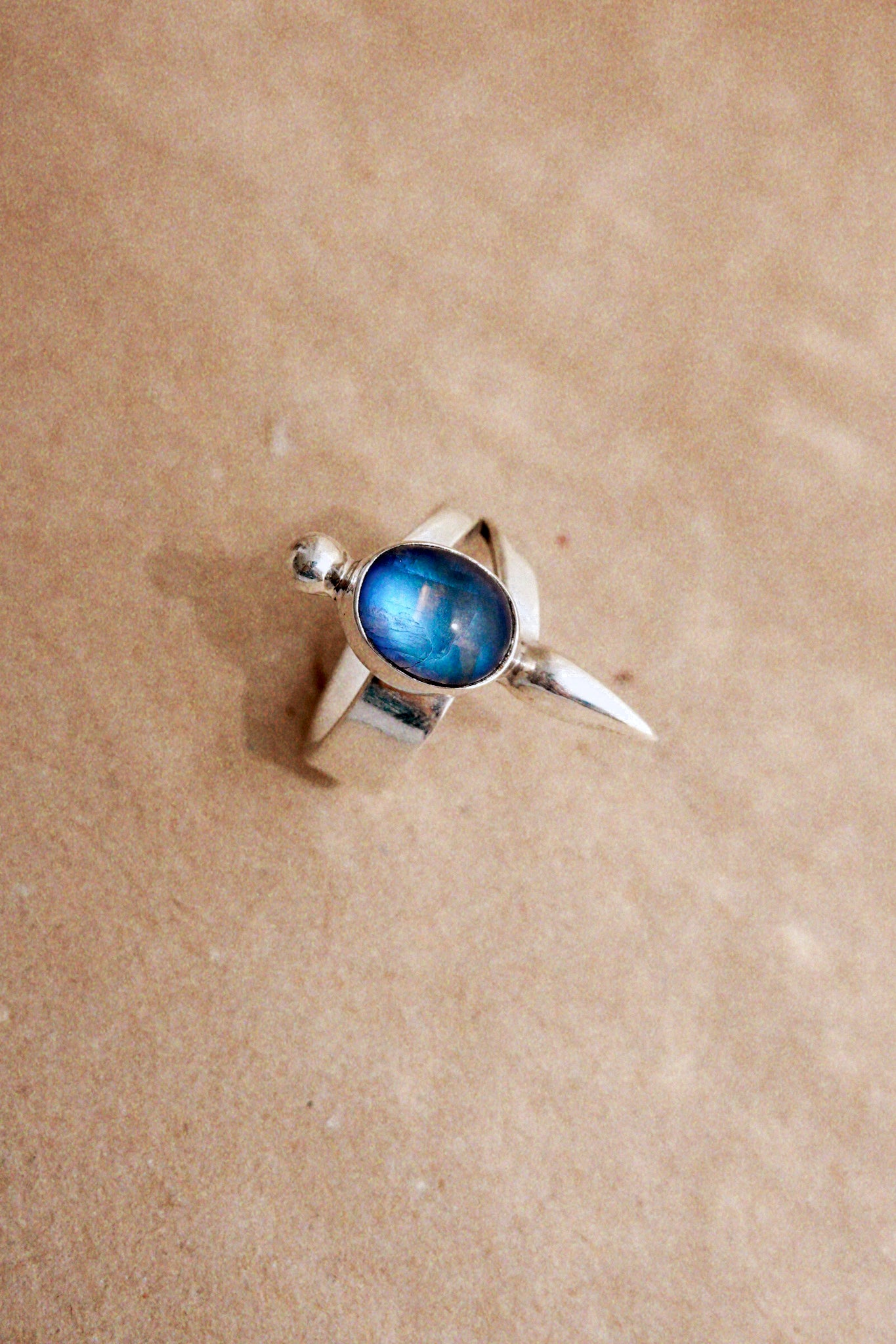 N178 - Silver Ring with  Rainbow Moonstone