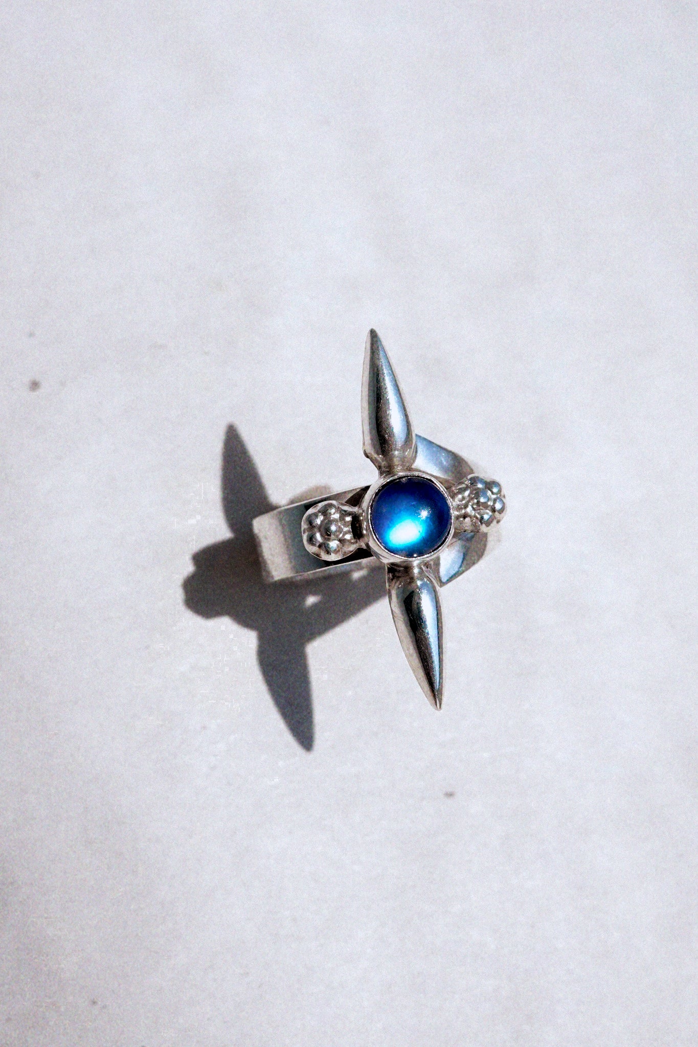 N177 - Silver Ring with  Rainbow Moonstone
