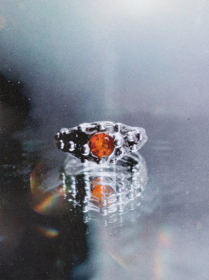 N248- Orange Garnet Silver Ring