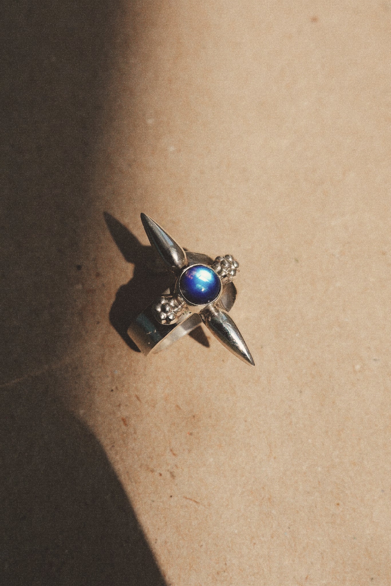 N177 - Silver Ring with  Rainbow Moonstone