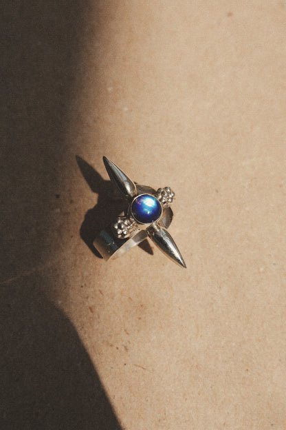N177 - Silver Ring with  Rainbow Moonstone