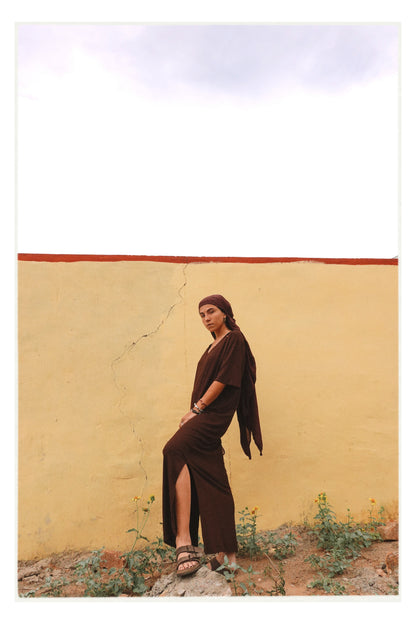 W5 – Soft Lycra Dress | V-Neck Long Dress with Hand Embroidery
