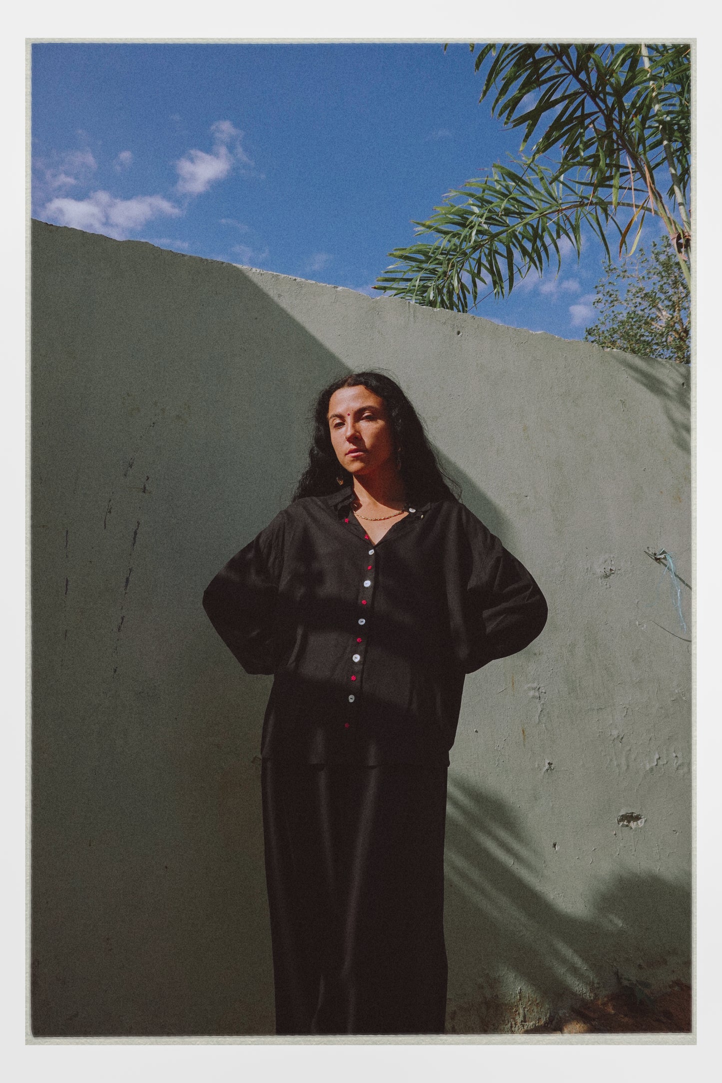 W7 – Long Sleeve Shirt & Palazzo Set | Rayon Wide-Leg Pants Handmade Embroidery