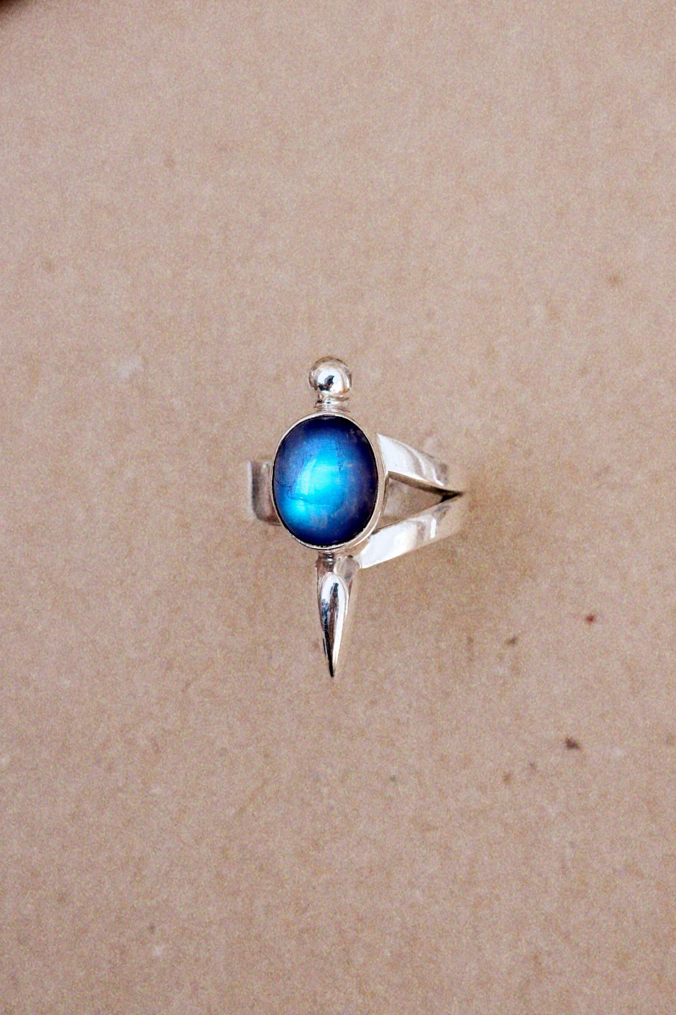 N178 - Silver Ring with  Rainbow Moonstone