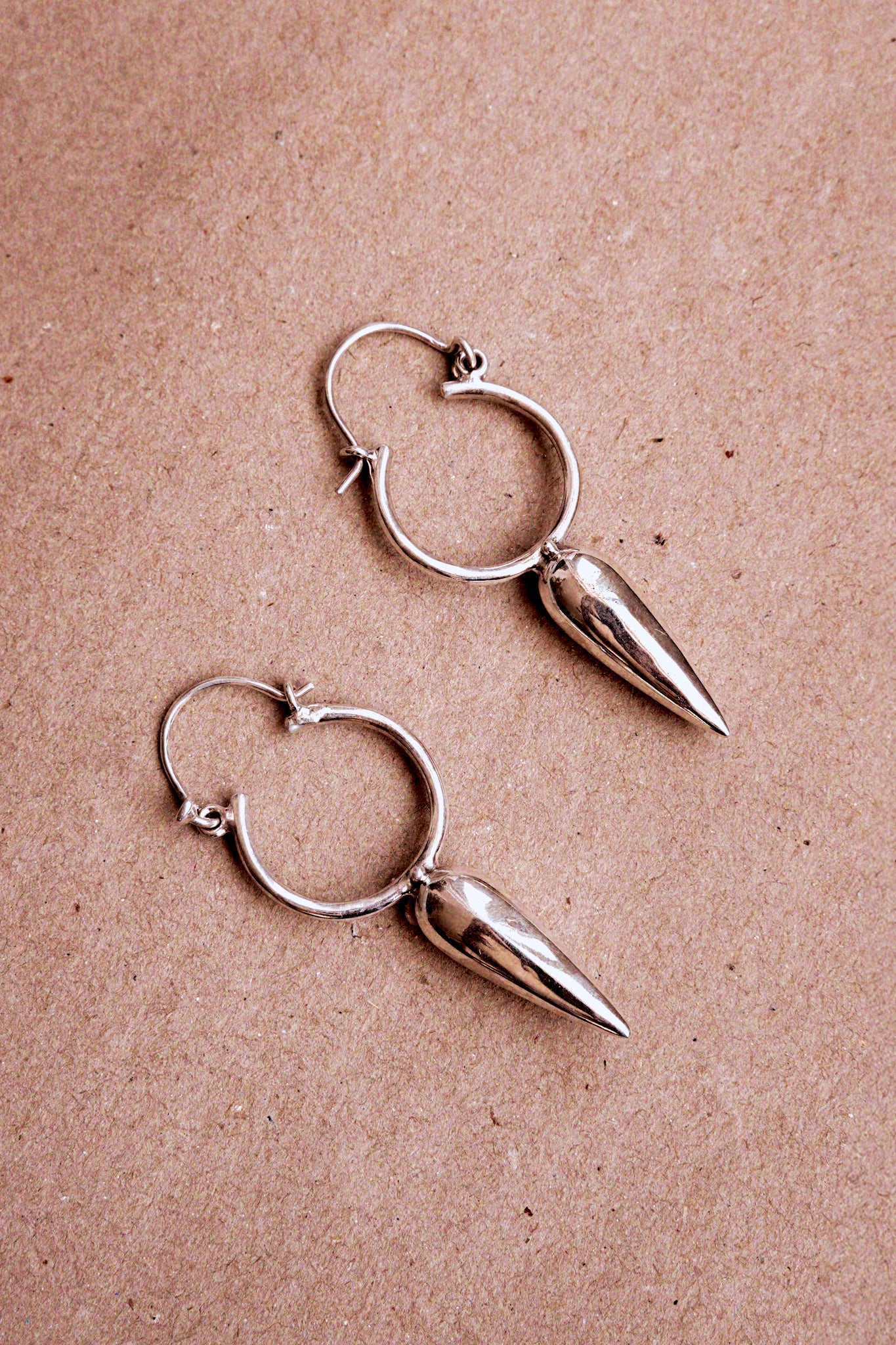 N204- Desert Thorn Silver Hoops