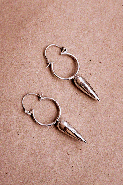 N204- Desert Thorn Silver Hoops