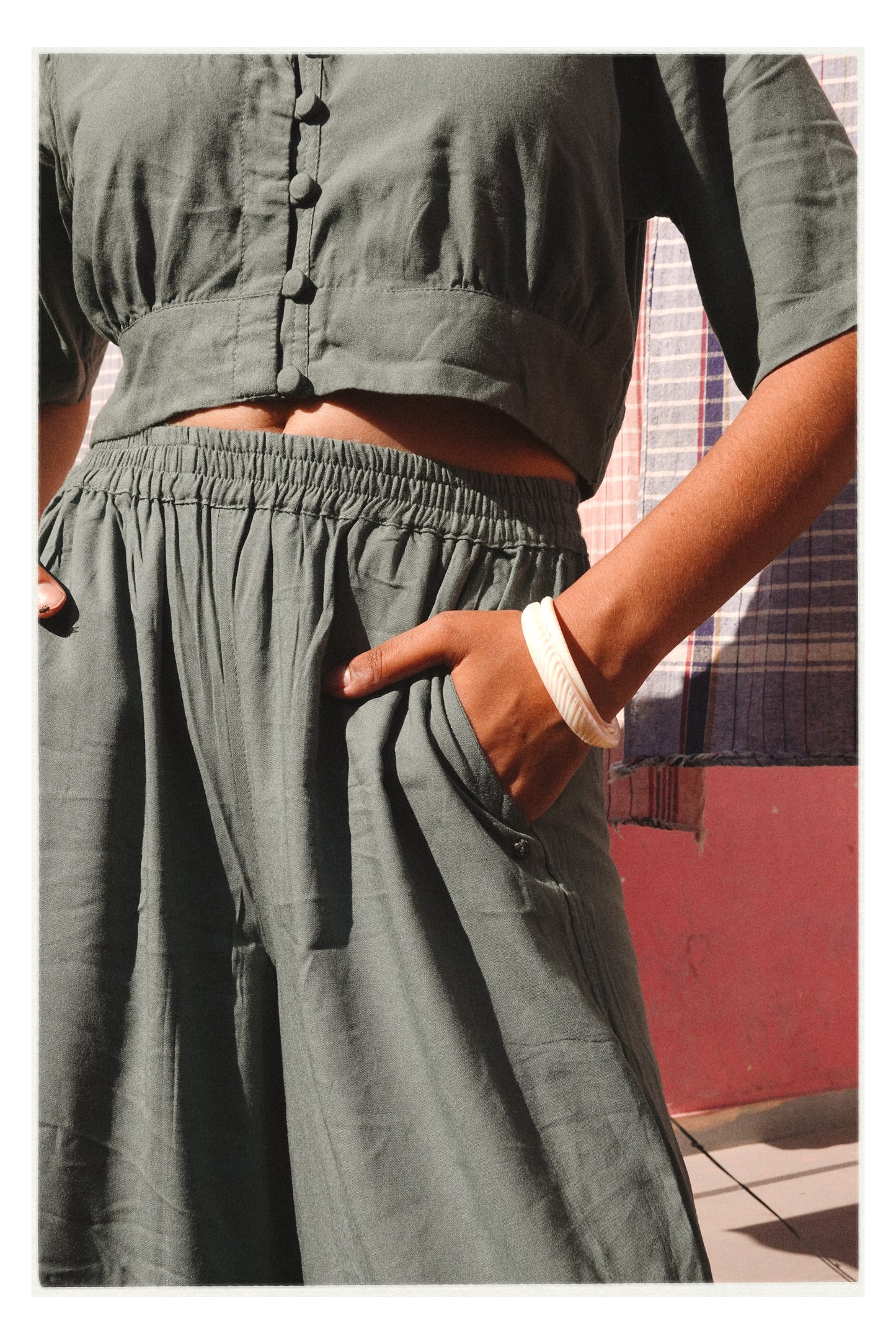 W6 – Choli & Palazzo Set | Rayon Crop Top and Wide-Leg Pants