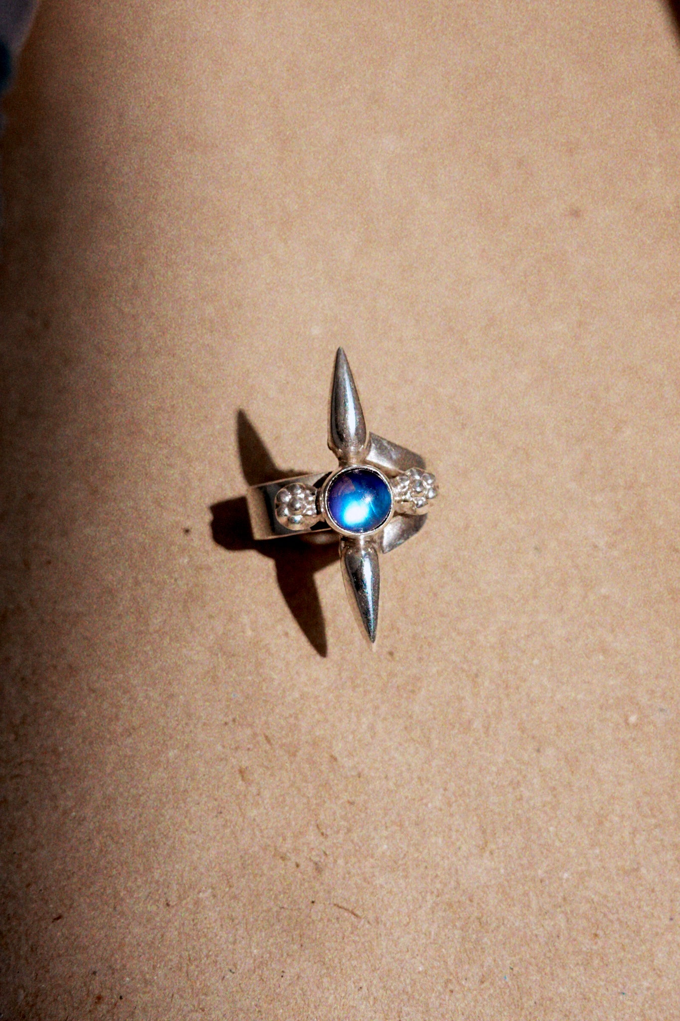 N177 - Silver Ring with  Rainbow Moonstone