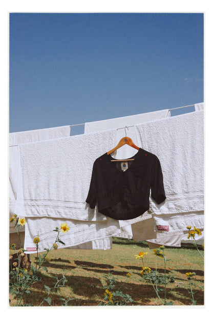 W1 – Choli Crop Top | Rayon Blouse with Hand-Embroidered Details and Covered Buttons