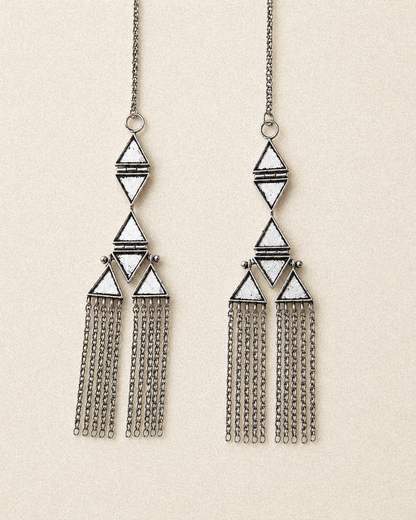 N230 – Climb-Up Mirror Chain Earrings