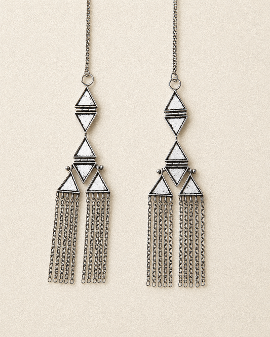 N230 – Climb-Up Mirror Chain Earrings