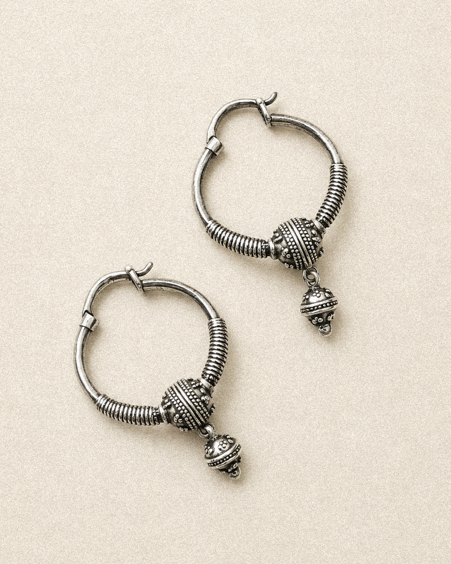 N228 – Micro Granulated Hoop Earrings