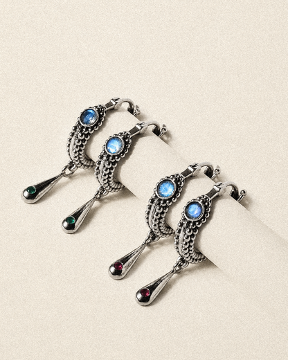 N225 – Moonstone Earrings with Micro Granulation