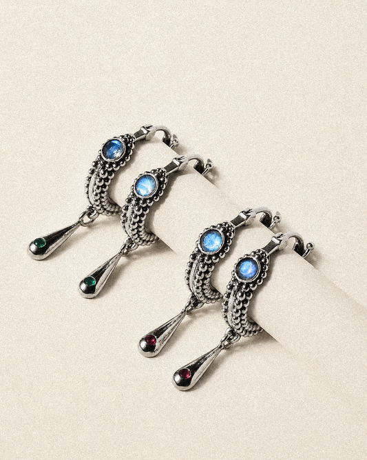 N225 – Moonstone Earrings with Micro Granulation