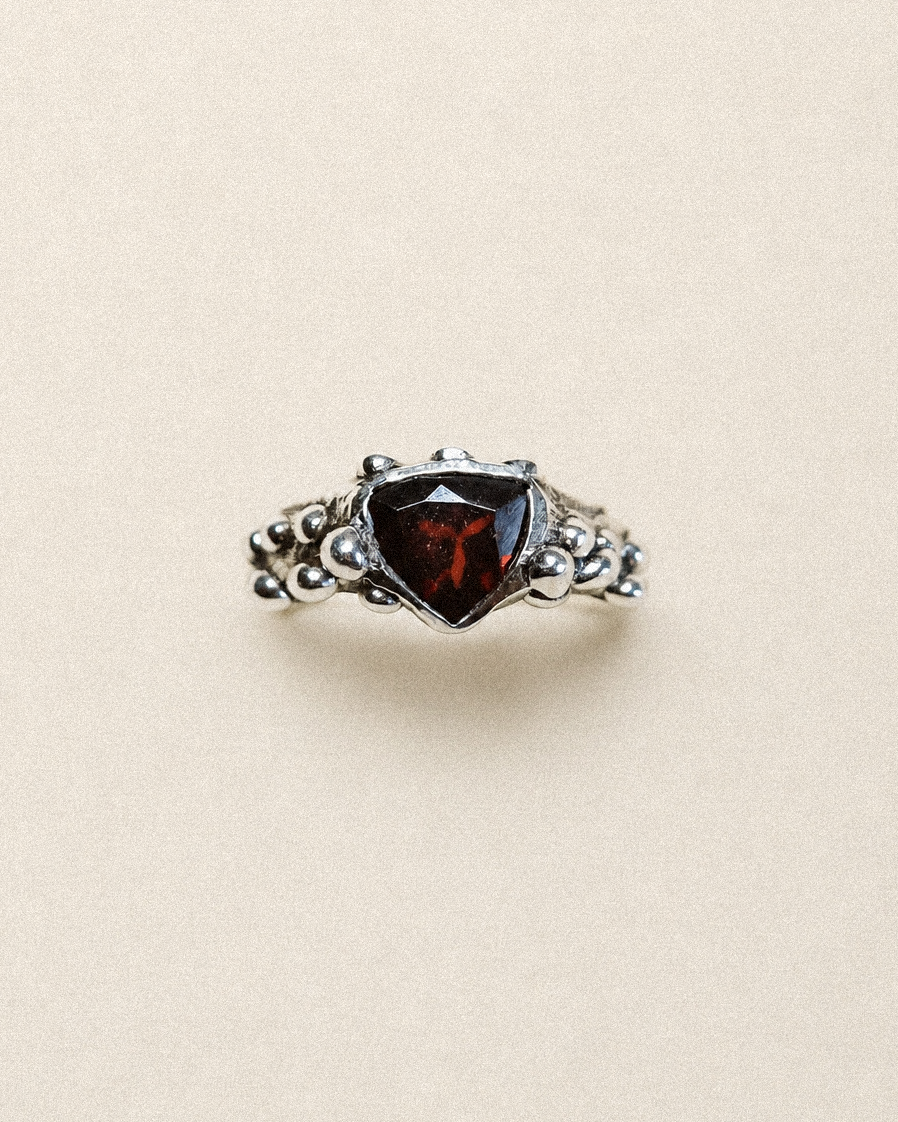 N249- Blood Red Garnet Silver Ring