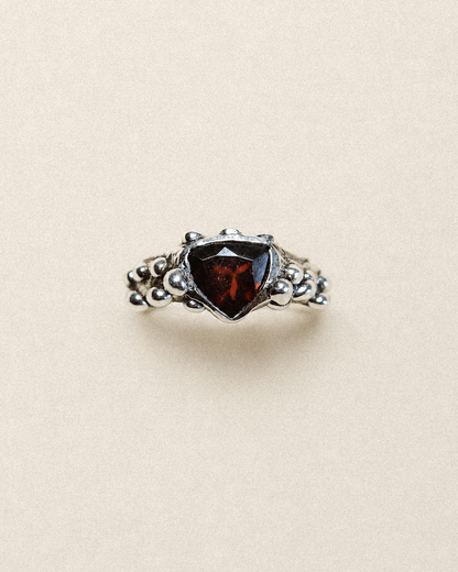 N249- Blood Red Garnet Silver Ring