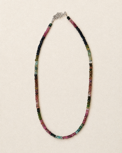 N252- Naturale Turmaline candy Necklace Silver 925