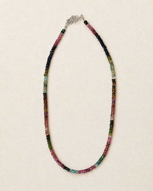 N252- Naturale Turmaline candy Necklace Silver 925