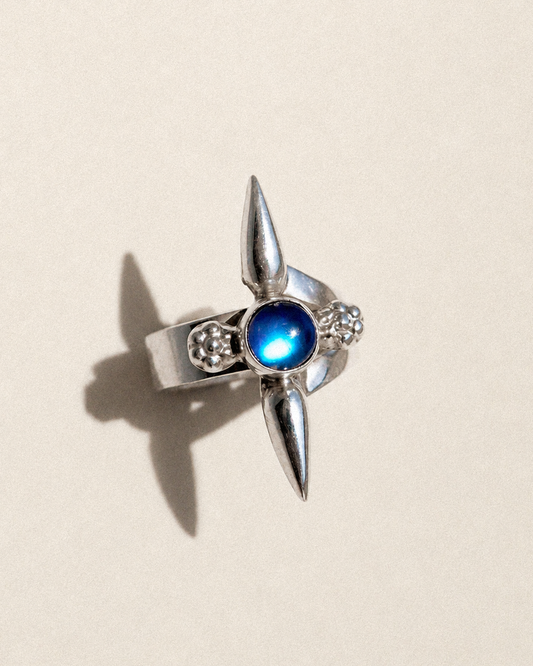 N177 - Silver Ring with  Rainbow Moonstone