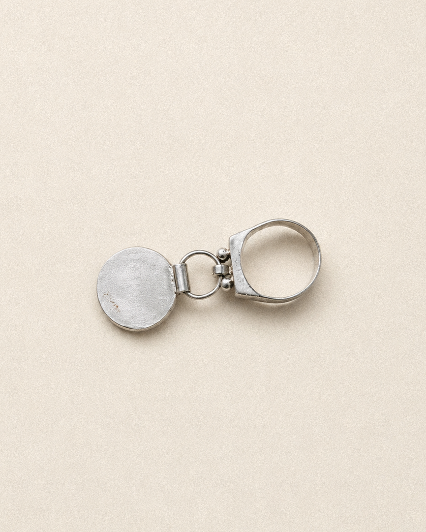 N185 - Sada Silver Coin Rings Size ITA 10.5 (USA 5.5)