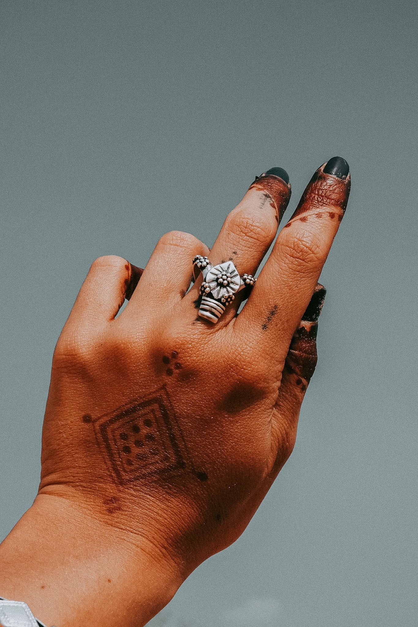 N186 - Banjara inspired Silver Rings with granules