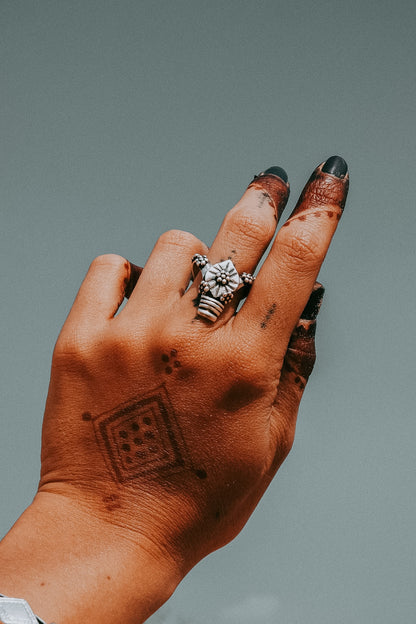 N186 - Banjara inspired Silver Rings with granules