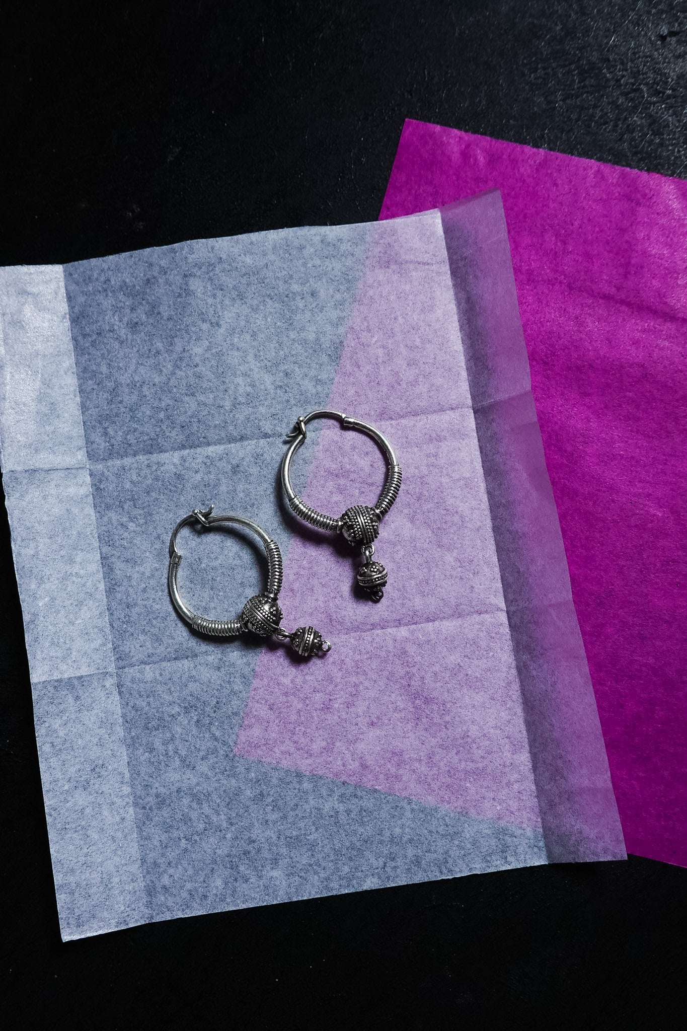 N228 – Micro Granulated Hoop Earrings